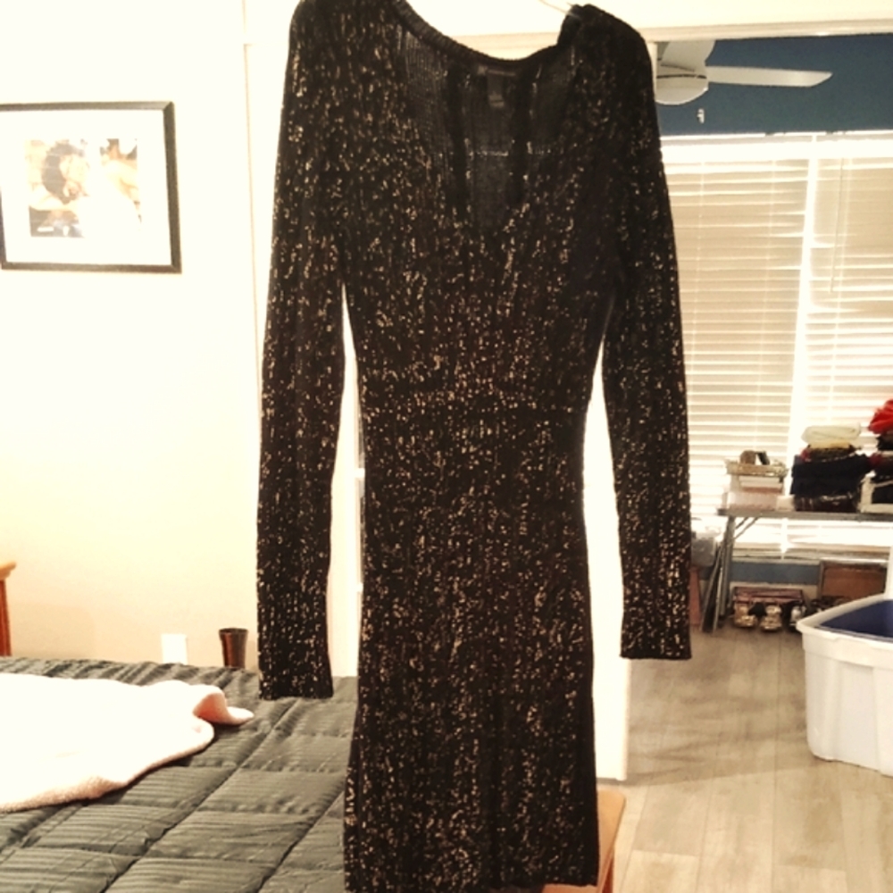 Elegant INC Black and Gold Knit Women's Dress